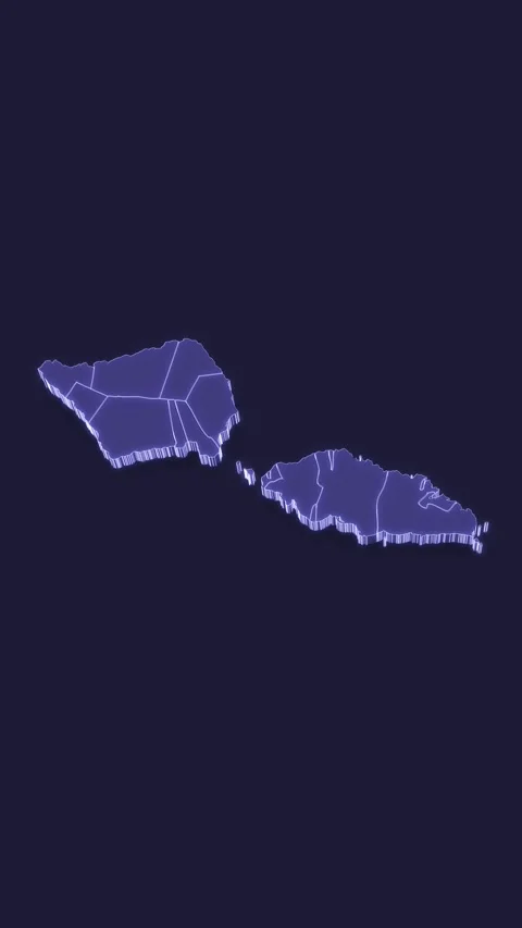 3D Animated Political Map with Samoa Outline Highlighted. Stock Footage 313014339