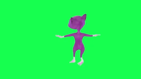 3d animated purple magic speaker cat dancing right angle salsa dance on green Vidéo 247973600
