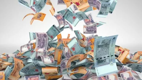 3D Animated Rain of Falling Malaysian Banknotes - Currency Cascade of RM 50, 動画素材 271313619