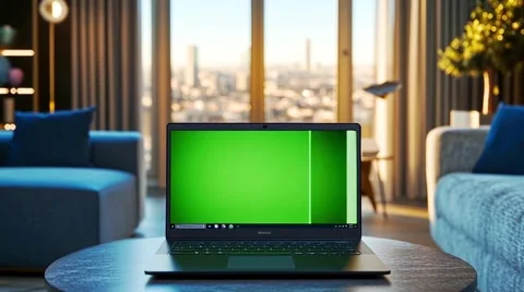 3d animated realistic render of laptop with green screen animation Stock Footage 312321130