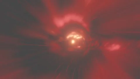 A 3D animated red high-speed curved tunnel through space technology. Stock Footage 254410427