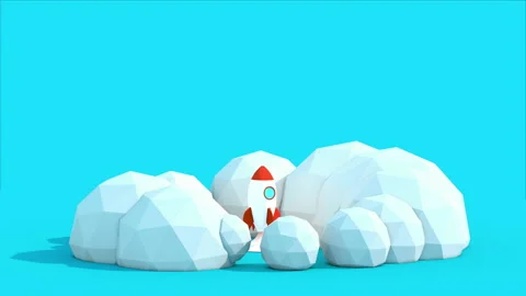 3d Animated Rocket Spaceship Taking Off on Blue Background Start-up Concept 4K 스톡 동영상 138946152