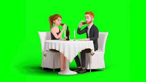 3D Animated Romantic Dinner Date With Couple Enjoying Wine and Fine Dining Vidéo 318959327