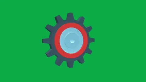 3d animated rotating gear with red ring on green screen background loop animatio Stock Footage 330881423
