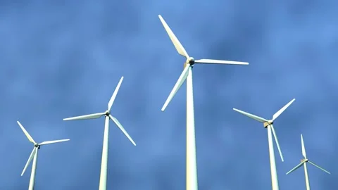 3D Animated Seamless Loop of Wind Turbines Stock Footage 300609659