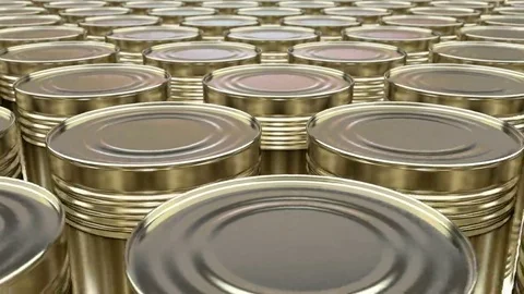3D animated seamless looping pan along the canned food mass production line 動画素材 69078902