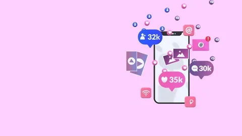 3D Animated Smartphone with Social Media Icons and Copy Space for Marketing. 스톡 동영상 316571553