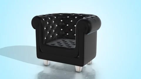 3D Animated Sofa Chair on a Reflective Floor. Sofa Chair 3D. Leather Sofa. 4K Stock Footage 286744453