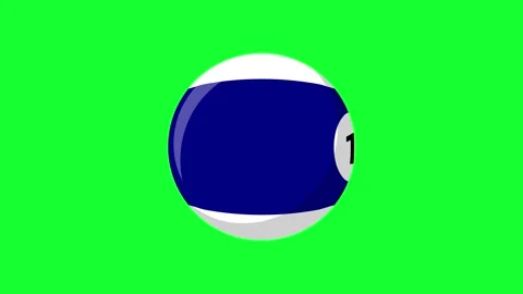 3D animated striped blue billiard ball number 10 spinning loop on green scr.. Stock Footage 340799879