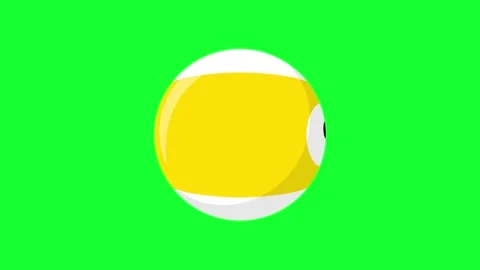3D animated striped yellow 9-ball billiard spinning loop on green screen ba.. Stock Footage 340799874