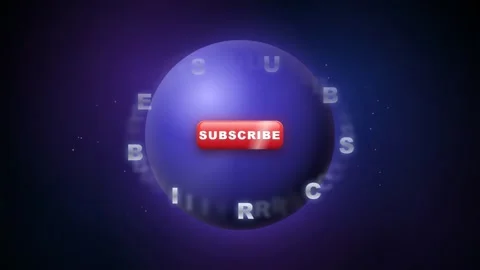 3D Animated Subscribe Button Floating Over a Glowing Purple Sphere with Stock Footage 344773755
