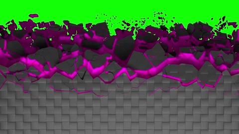 3D animated surface destruction Stockbeeldmateriaal 196243340