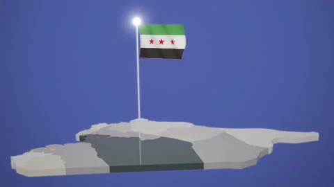 3D Animated Syria Map with Flag Animation Stock Footage 300437242