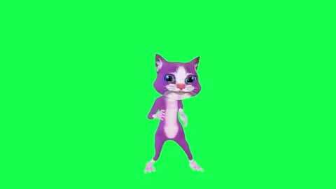 3D animated talking cat doing jazz dance from front angle on green screen 3D Vidéo 247973433