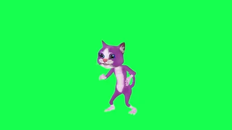 3D animated talking cat doing jazz dance from right angle on green screen 3D Stock Footage 247973442