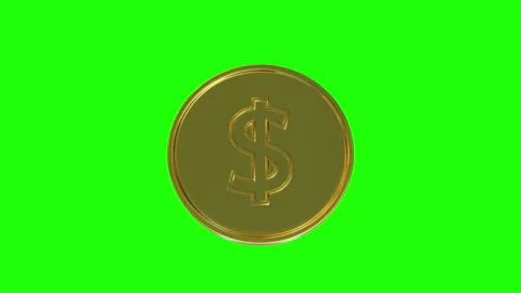 3d animated toss dollar coin with green screen and alpha screen Stock Footage 255082960