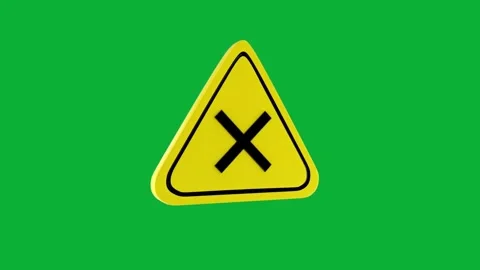 3D Animated Traffic Crossroad Warning Sign on Green Screen Stock Footage 335633669