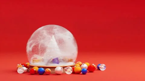 3D Animated Transformation of Transparent Snow Globe Featuring Xmas Decoratio Vídeo Stock 295931468