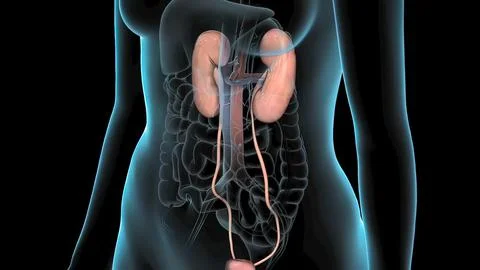3D Animated Urinary system kidneys, ureters and bladder Illustrazione stock