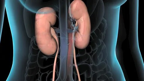 3D Animated Urinary system kidneys, ureters and bladder 스톡 일러스트