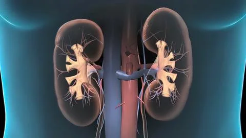 3D Animated Urinary system kidneys, ureters and bladder Illustrazione stock