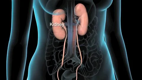 3D Animated Urinary system kidneys, ureters and bladder Stock Illustration