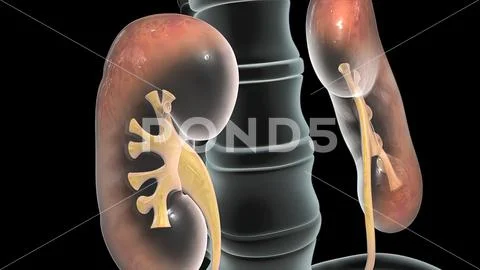 3D Animated Urinary system kidneys, ureters and bladder Illustration ...