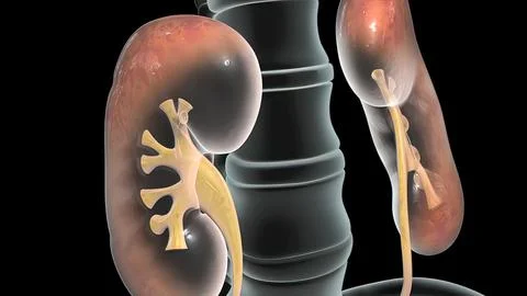 3D Animated Urinary system kidneys, ureters and bladder Illustrazione stock