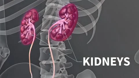 3D Animated Urinary system kidneys, ureters and bladder Illustrazione stock