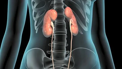 3D Animated Urinary system kidneys, ureters and bladder 스톡 일러스트