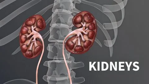 3D Animated Urinary system kidneys, ureters and bladder Illustrazione stock