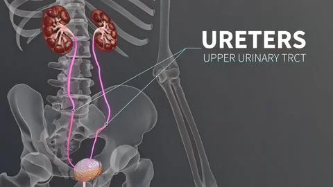3D Animated Urinary system kidneys, ureters and bladder Ilustração Stock