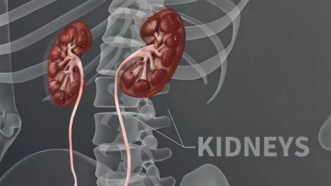 3D Animated Urinary system kidneys, ureters and bladder Stock-Illustration