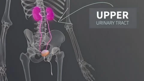 3D Animated Urinary system kidneys, ureters and bladder Ilustração Stock