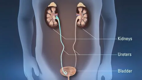 3D Animated Urinary system kidneys, ureters and bladder Illustrazione stock