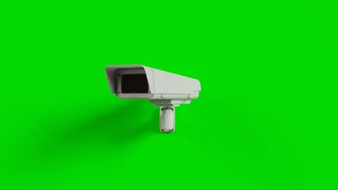 3D animated video of CCTV camera left and right movement with a green screen Stock Footage 254174534