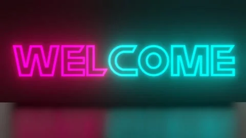3D animated video text red and blue light welcome Stock Footage 254174557