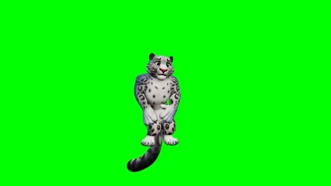 3d animated white leopard character snake dancing on green screen. 4K 스톡 동영상 348006258