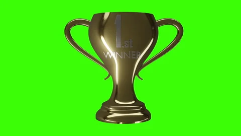 3d animated winner cup with green screen Stock Footage 254516891