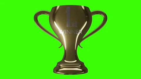 3d animated winner cup with green screen Stock Footage 254516929