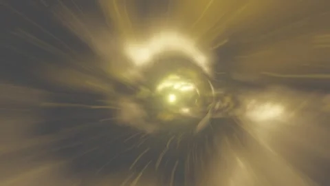 A 3D animated yellow high-speed curved tunnel scientific technology. Stock Footage 254678885