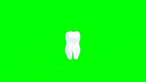 3D Animated Yellow Tooth Turing White on Green Background Vídeo Stock 303141499