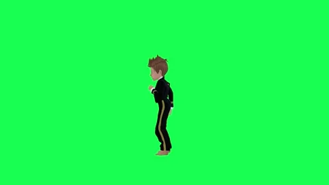 3d Animated young boy in formal dresses drinking water, right angle chroma key Stock Footage 257687034