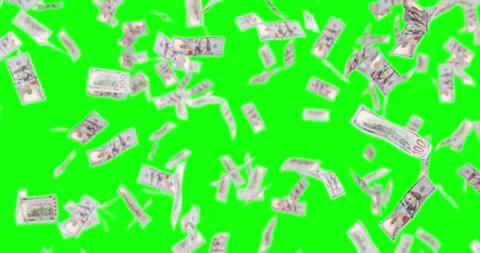 3D animation of 100 USD note money flowing down - green screen video Stock Footage 271369221
