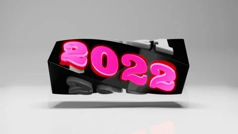 3D Animation 2021 year rotating to 2022 new year Stock Footage