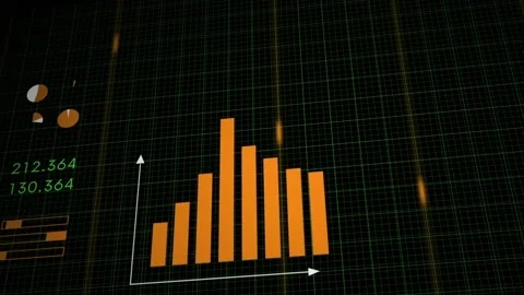 3D animation of 2D vector bar chart and diagrams across a screen Stock Footage 156469169