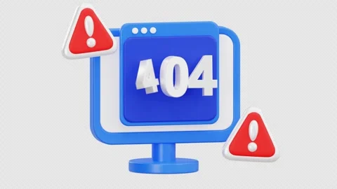 3D Animation of 404 Error Page Not Found, Alpha Channel Stock Footage 314140427