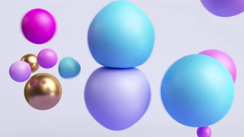 3d animation 4K. Abstract background with colorful balls flying and levitatin Stock Footage 161811491