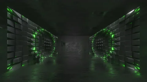 3d animation, 4k abstract background. Black empty room with two digital screen Stock Footage 233509634