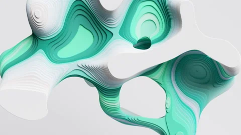 3d animation 4k, abstract white mint green background with flat curvy shapes Stock Footage 161811614